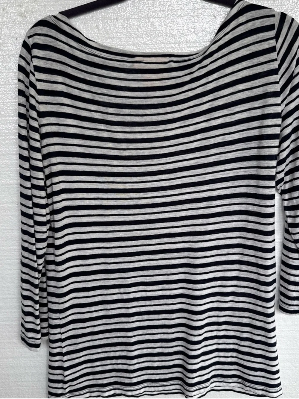 Tory Burch Black and White Striped Long-Sleeve Boatneck Tee